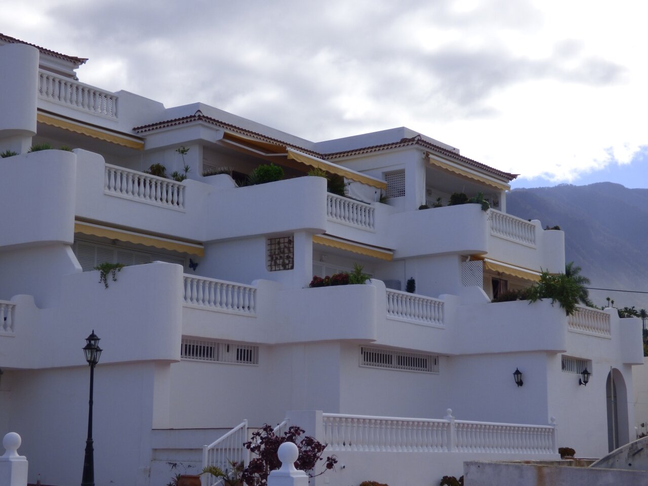 View from the pool to the apartment